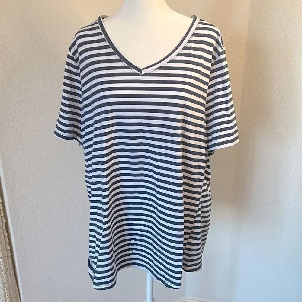Terra & SkyโShort Sleeve Striped Plus Size Tee-Shirt ~ Sizeโ1X